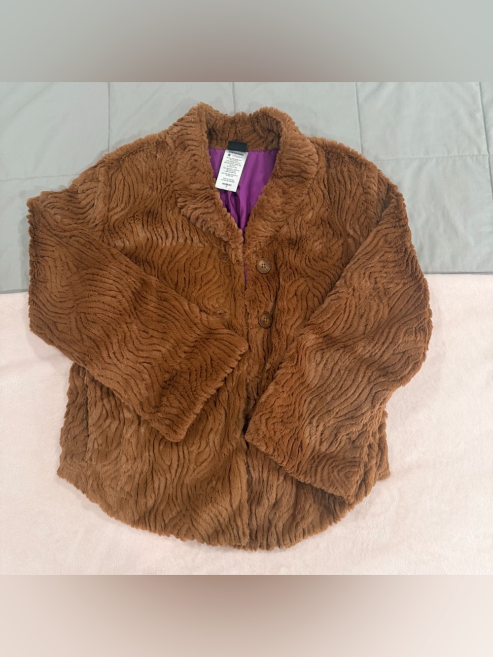 Patagonia Women's Medium Pelage Mob Wife Embossed Faux Fur Teddy Jacket Brown